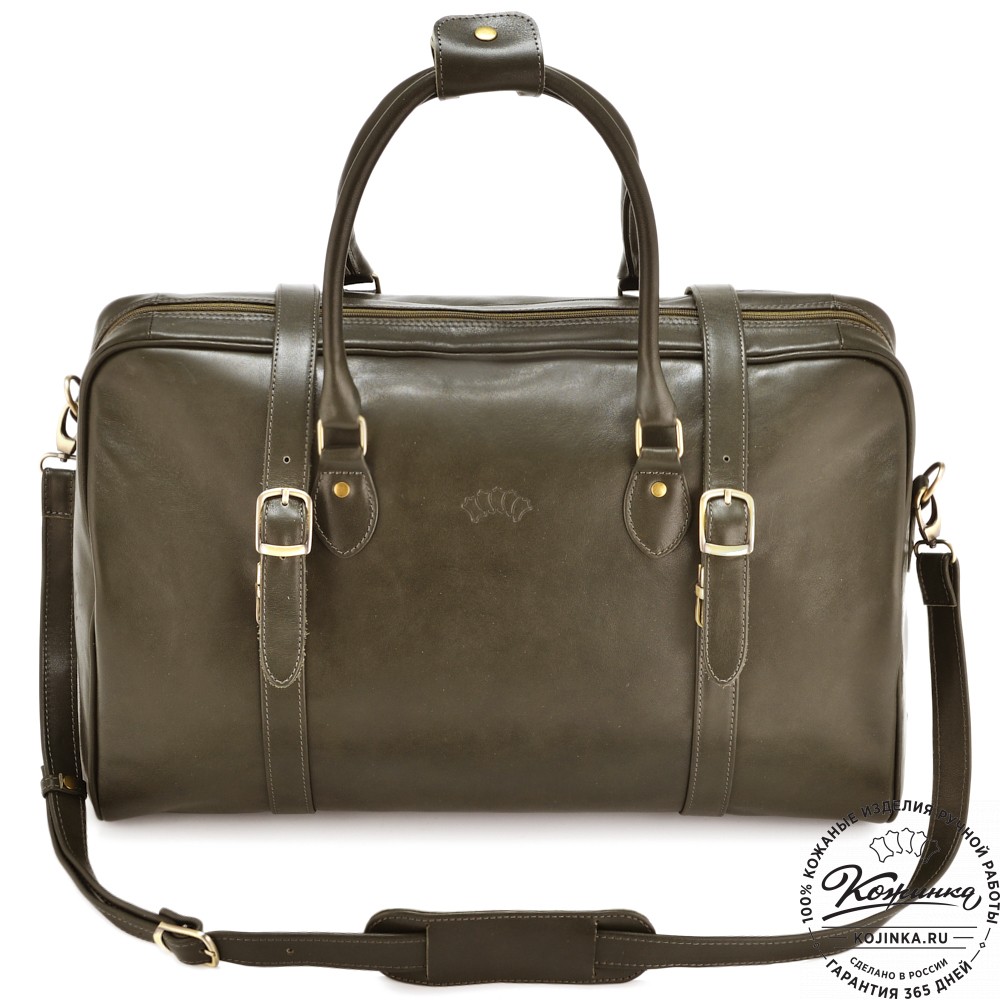 Кожаная дорожная сумка "Филипп" (хаки гладкая кожа)